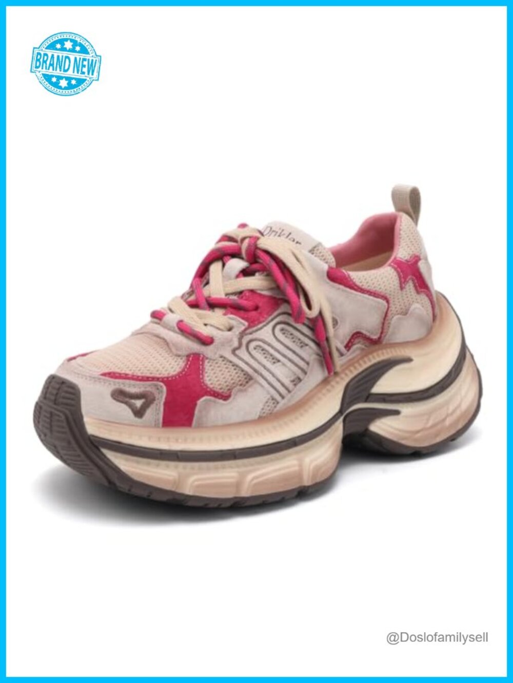 Chunky Platform Sneakers Breathable Lace-Up Casual Walking Shoes